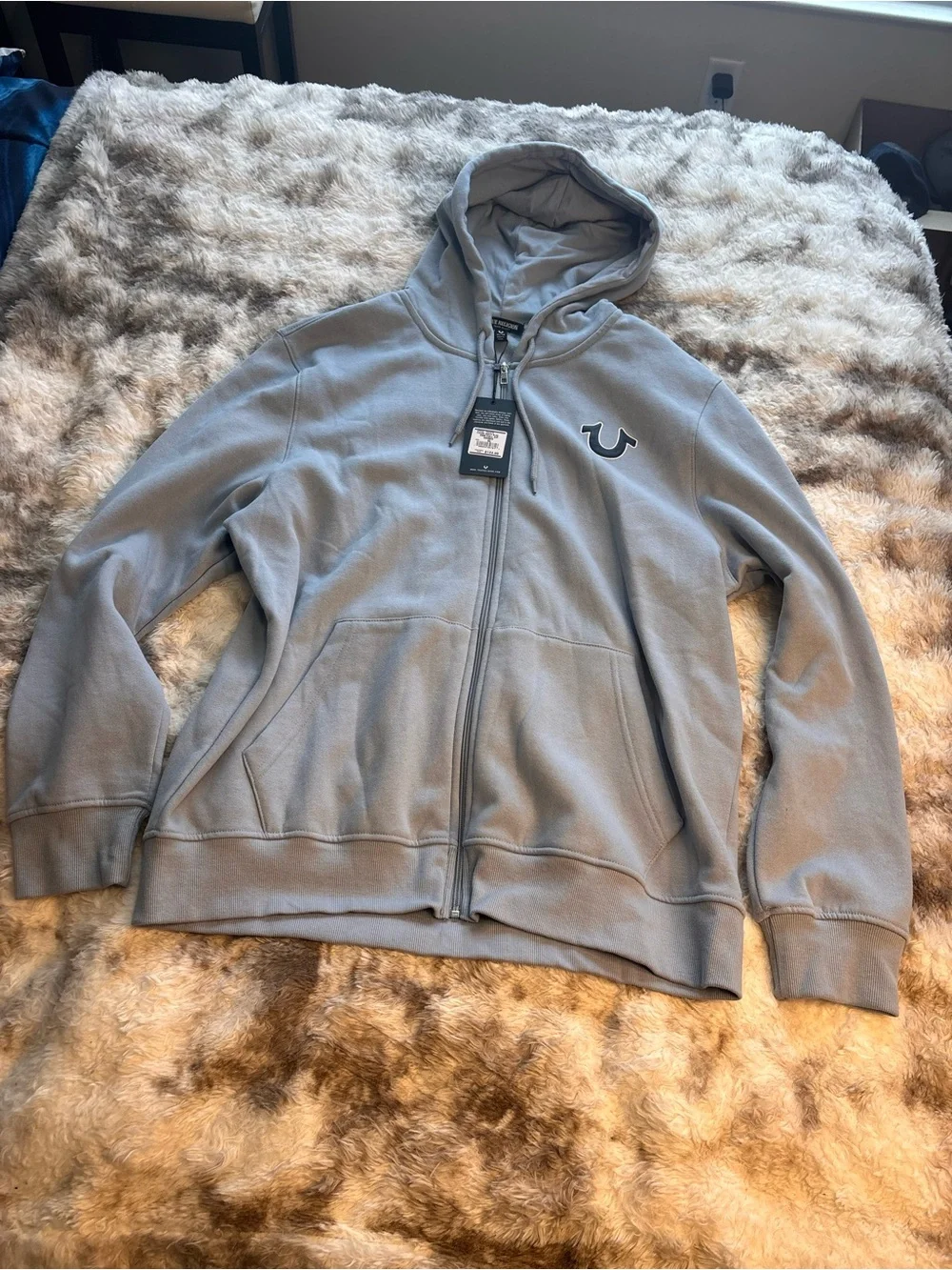 NWT True Religion Light blue Zip-Up Hoodie
